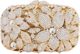 Ladies Crystal Evening Bag Flower Luxury Rhinestone Clutch Bags Diamond Party Wedding Handbag Sparkle Party Purse