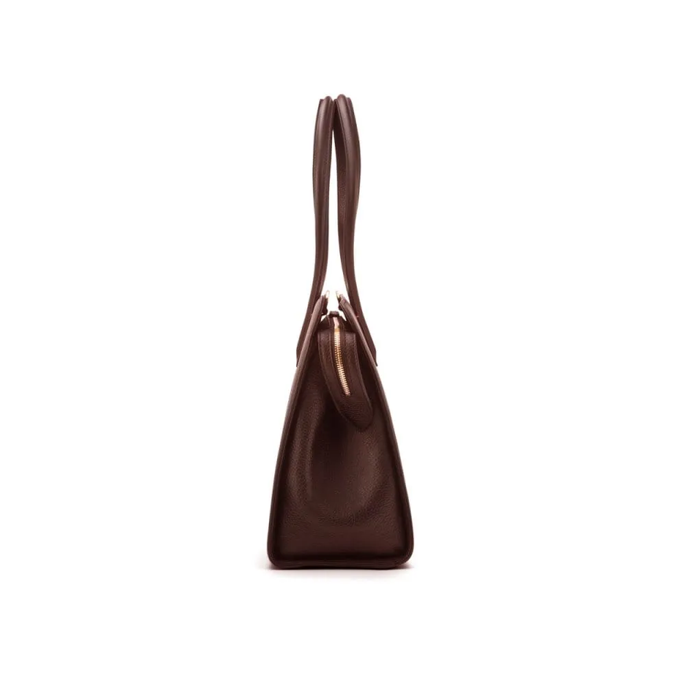 Ladies' Leather 15" Laptop Handbag - Brown