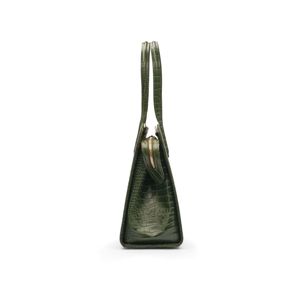 Ladies' Leather 15" Laptop Handbag - Green Croc