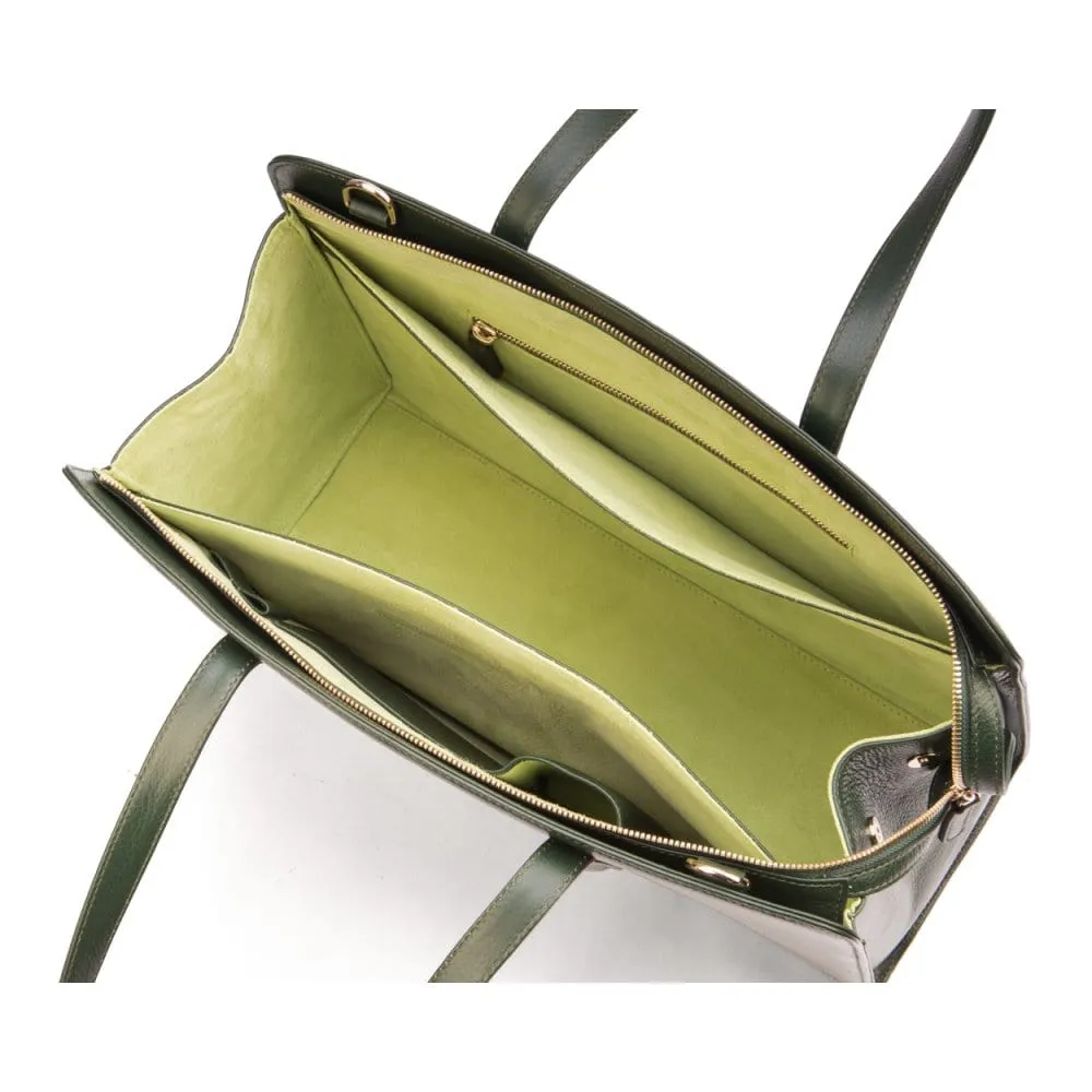 Ladies' Leather 15" Laptop Handbag - Green
