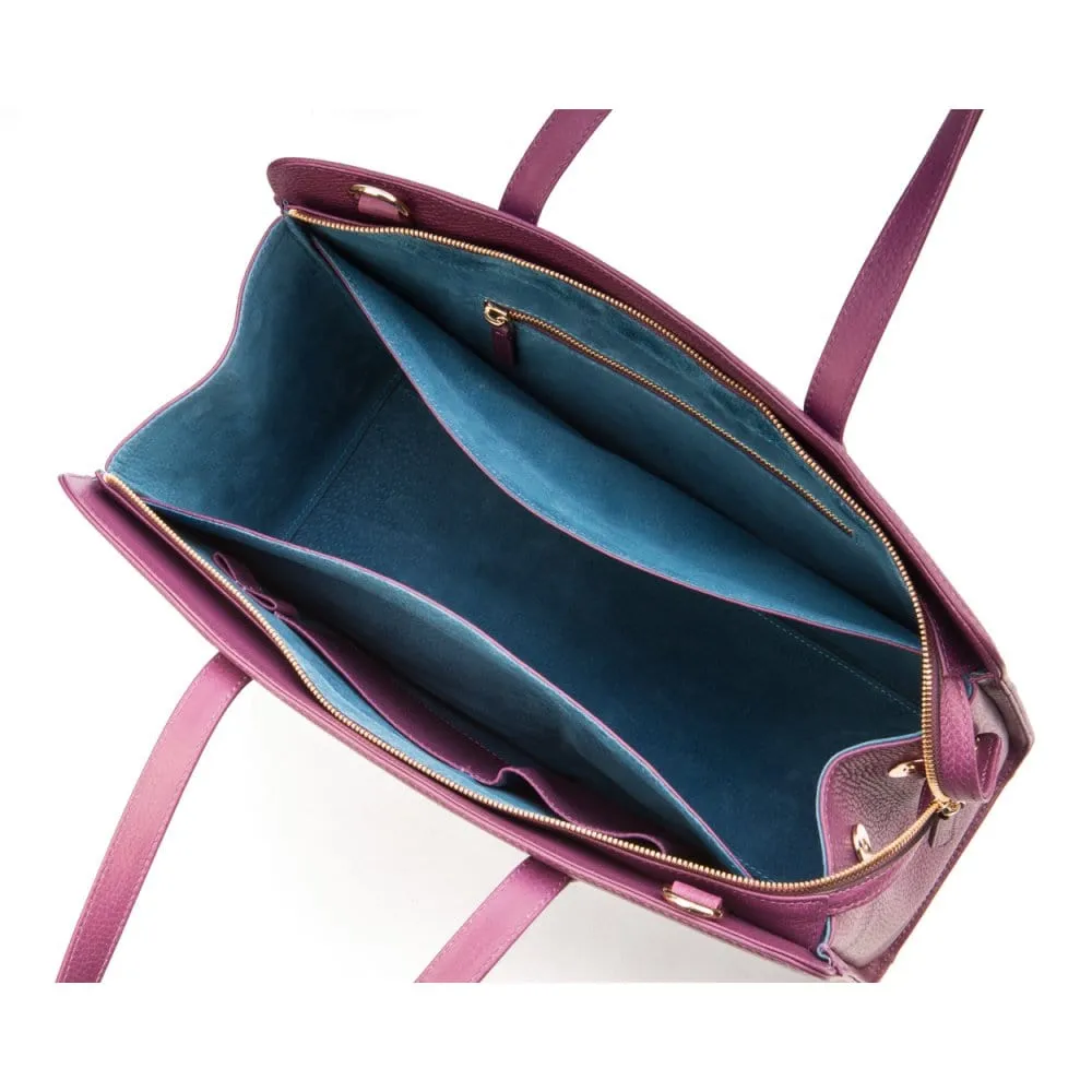 Ladies' Leather 15" Laptop Handbag - Purple