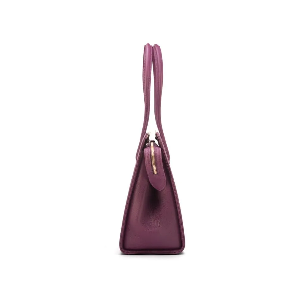 Ladies' Leather 15" Laptop Handbag - Purple