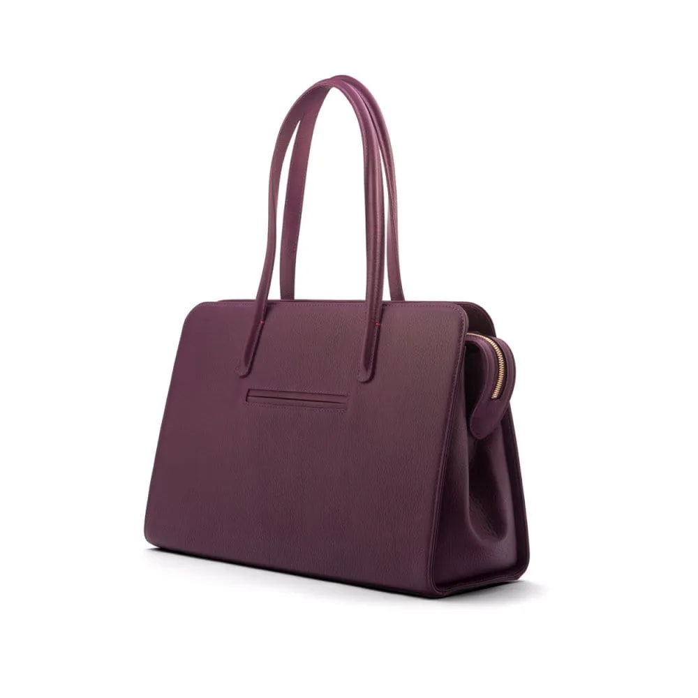 Ladies' Leather 15" Laptop Handbag - Purple