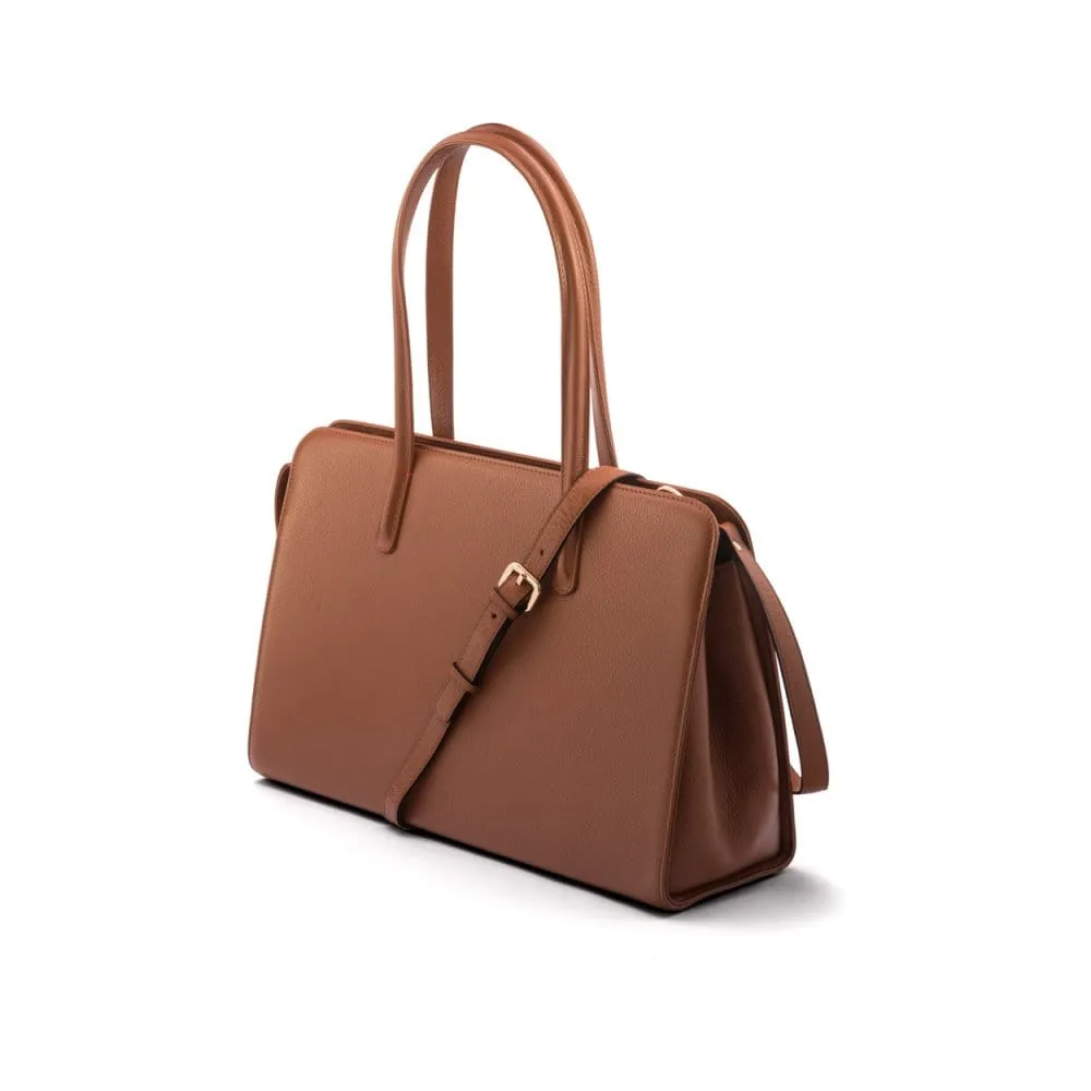 Ladies' Leather 15" Laptop Handbag - Tan