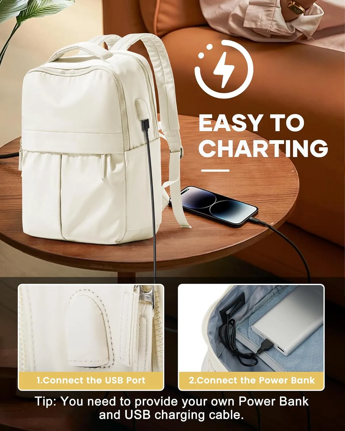 Laptop Backpack For Women Travel Backpack Carry On Flight Approved Gym Backpack Work Backpack For Men Personal Item Travel Bag Casual Daypack Backpacks College Backpack For Traveling On Airplane Beige