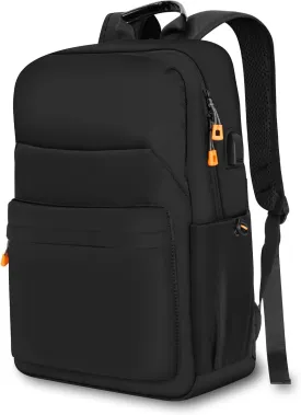 Laptop Backpacks 15.6" for Men Women Work Bag Black with Laptops Compartments USB Charger Luggage Strap Lightweight Waterproof Travel Backpack