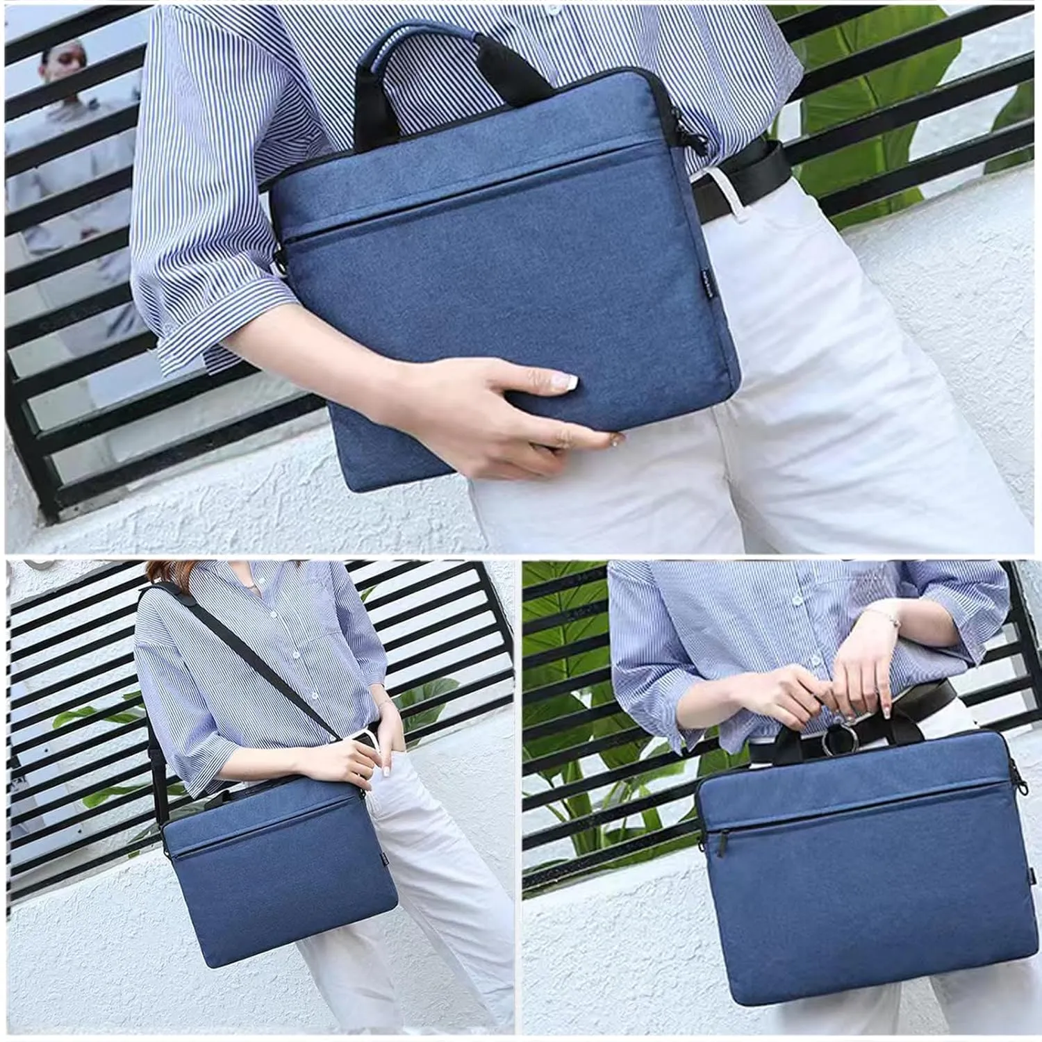 Laptop Bag 15.6 Inch Briefcase, Waterproof Laptop Shoulder Messenger Bag Case Sleeve, Adjustable Shoulder Strap Men Women, Business Travel College-Blue