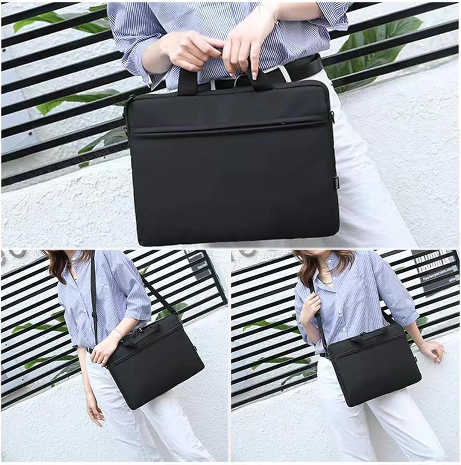 Laptop Bag 15.6 Inch Briefcase,Waterproof Laptop Shoulder Messenger Bag Case Sleeve,Adjustable Shoulder Strap Men Women, Business Travel College-Black