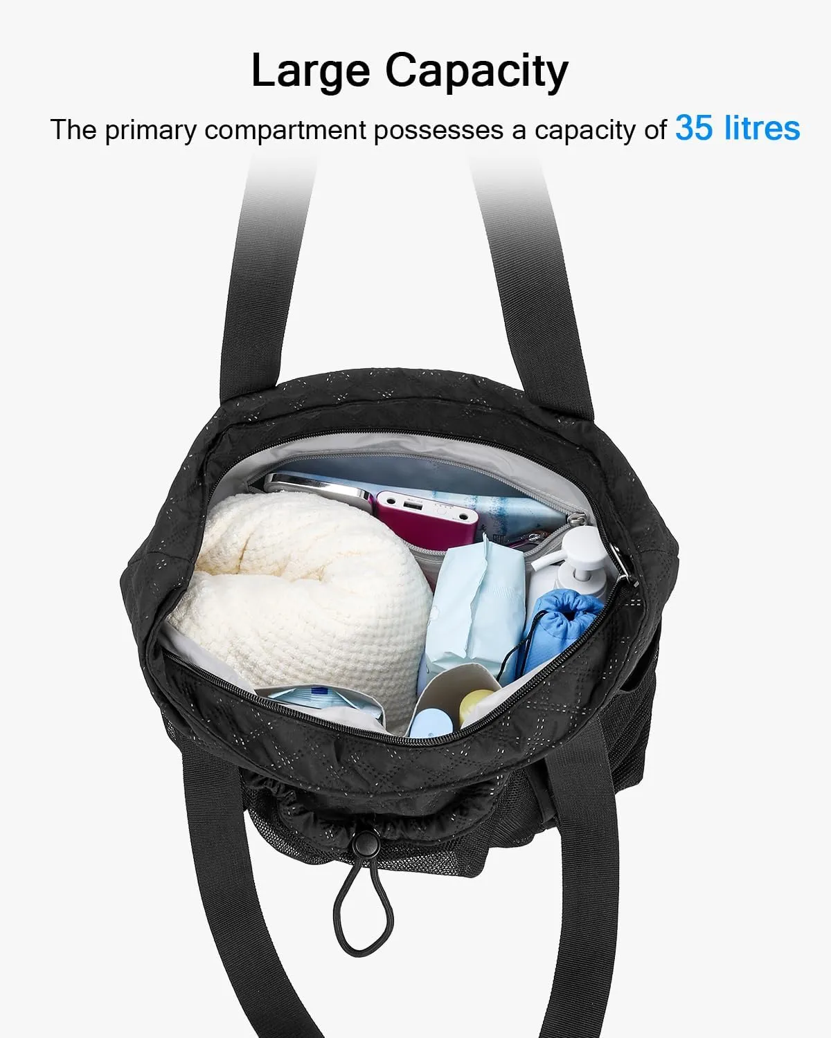 Large Beach Bag for Women, Water Resistant Sandproof Zipper Beach Tote Bag with Wet Pocket