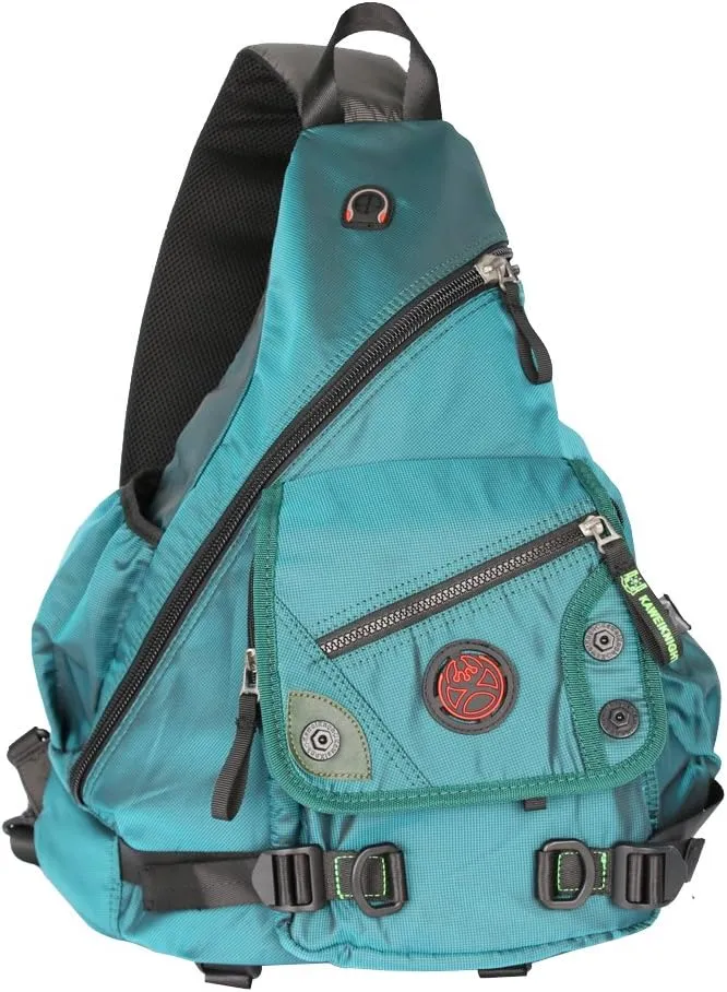 Large Sling Bag Laptop Backpack Cross Body Messenger Bag Shoulder Travel Rucksack (A-Dark Green)