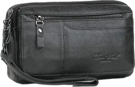Leather Clutch Purse Wallet for Men Handbags Business Organizer Phone Holder Wrist Bag