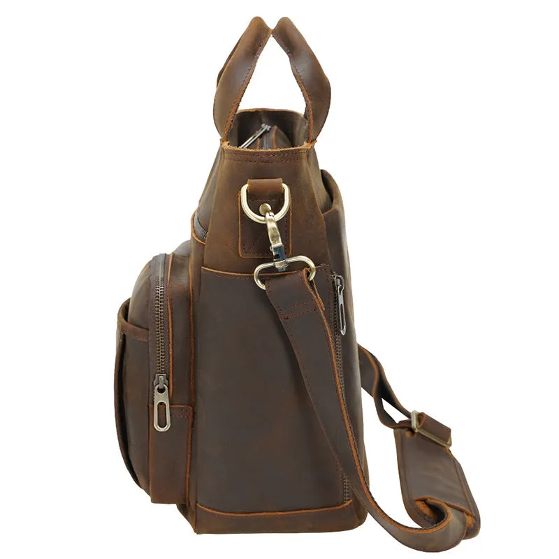 Leather Messenger Bag Vintage Outdoor Portable