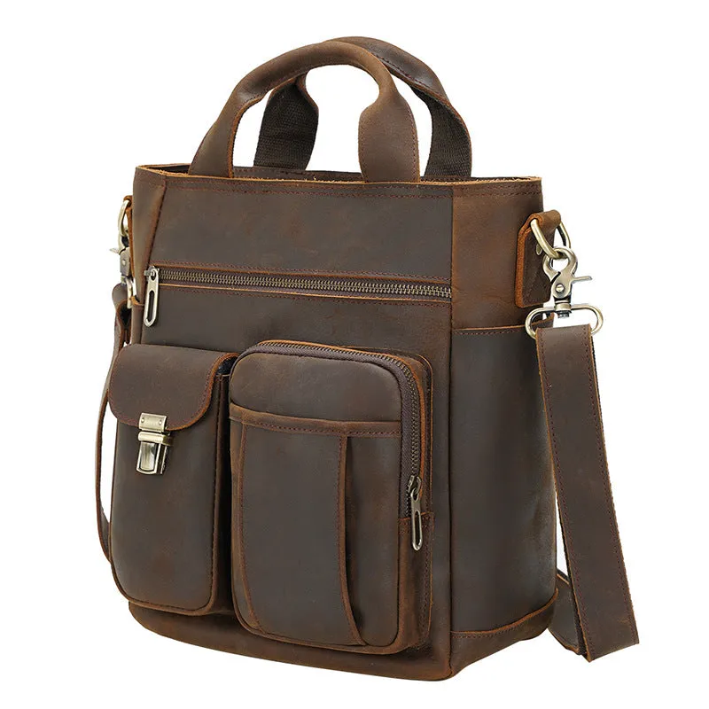 Leather Messenger Bag Vintage Outdoor Portable