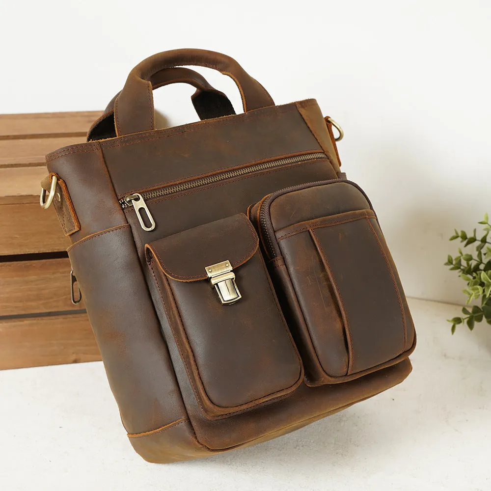 Leather Messenger Bag Vintage Outdoor Portable