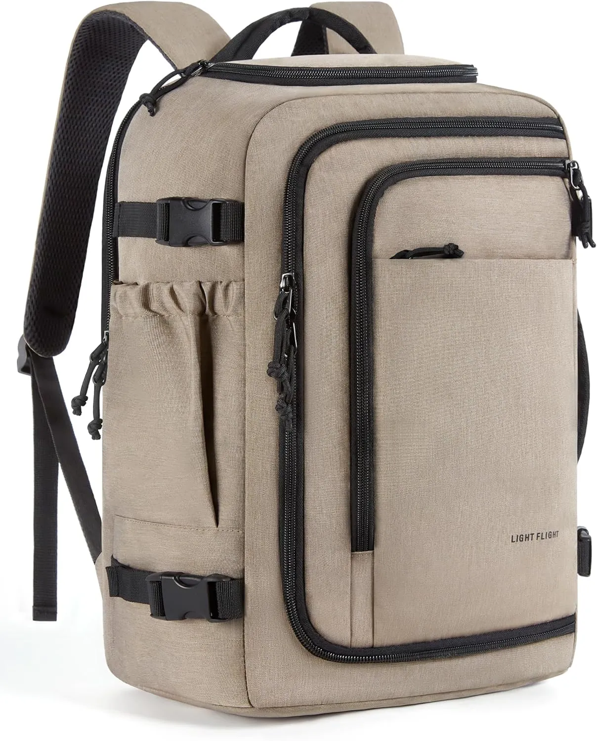 LIGHT FLIGHT Travel Backpack, TSA Friendly Flight Approved Carry on Backpack Water-resistant Lightweight Business Large Weekender Bag Casual Daypack 17.3" Laptop Backpack for Men Women, Brown