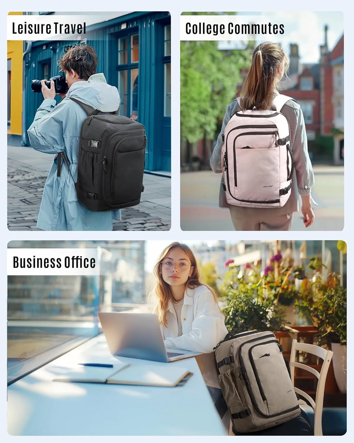 LIGHT FLIGHT Travel Backpack, TSA Friendly Flight Approved Carry on Backpack Water-resistant Lightweight Business Large Weekender Bag Casual Daypack 17.3" Laptop Backpack for Men Women, Brown