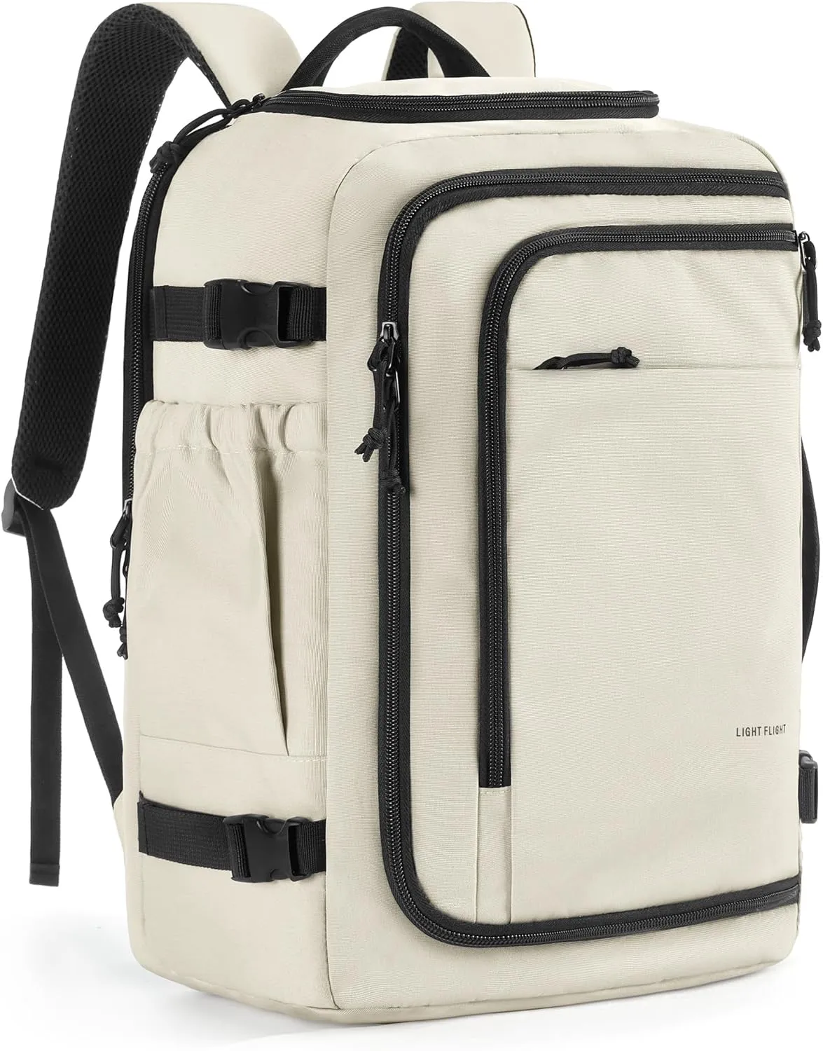 LIGHT FLIGHT Travel Backpack, TSA Friendly Flight Approved Carry on Backpack Water-resistant Lightweight Business Large Weekender Bag Casual Daypack 17.3" Laptop Backpack for Men Women,Beige