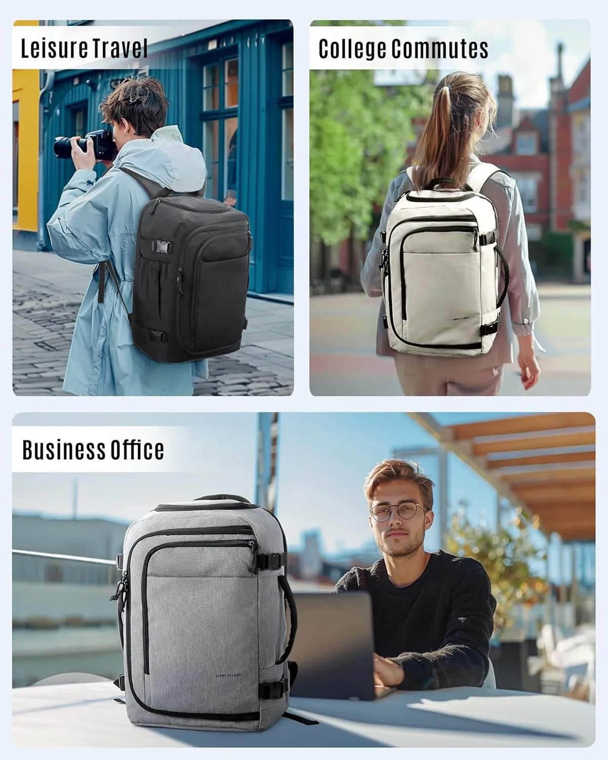 LIGHT FLIGHT Travel Backpack, TSA Friendly Flight Approved Carry on Backpack Water-resistant Lightweight Business Large Weekender Bag Casual Daypack 17.3" Laptop Backpack for Men Women,Beige