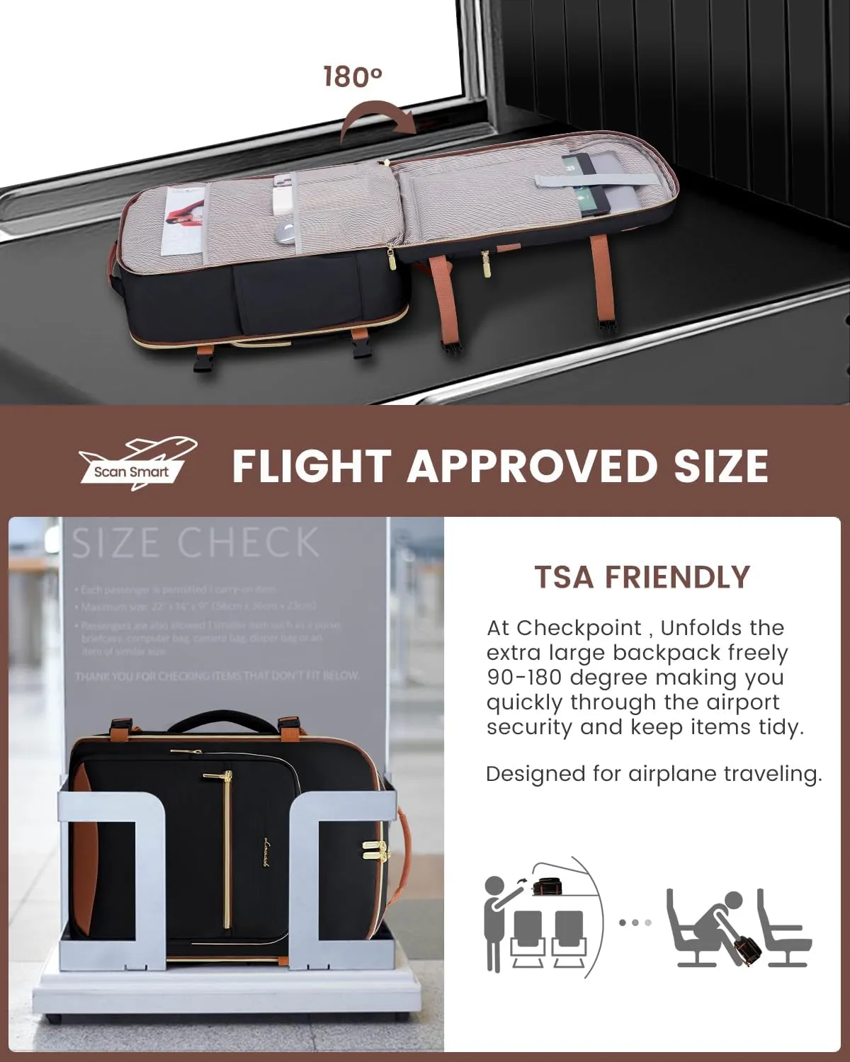 LOVEVOOK 40L Travel Backpack for Women & Men, Large Carry on Backpack for Airplanes with 3 Packing Cubes, TSA Personal Item Travel Bag fits 17" Laptop, Waterproof Travel Essentials Airline Approved