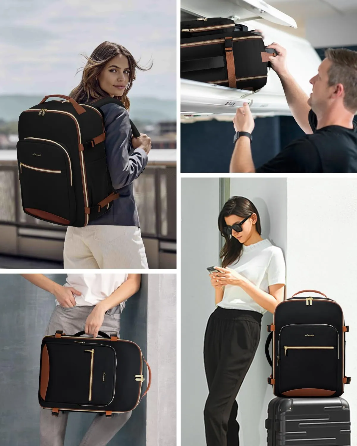 LOVEVOOK 40L Travel Backpack for Women & Men, Large Carry on Backpack for Airplanes with 3 Packing Cubes, TSA Personal Item Travel Bag fits 17" Laptop, Waterproof Travel Essentials Airline Approved