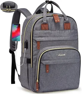 LOVEVOOK Laptop Backpack for Women, Unisex Large Capacity Travel Anti-theft Bag, Business Work Computer Backpacks Purse College Bag for Men, Casual Hiking Daypack, 17 Inch, Grey