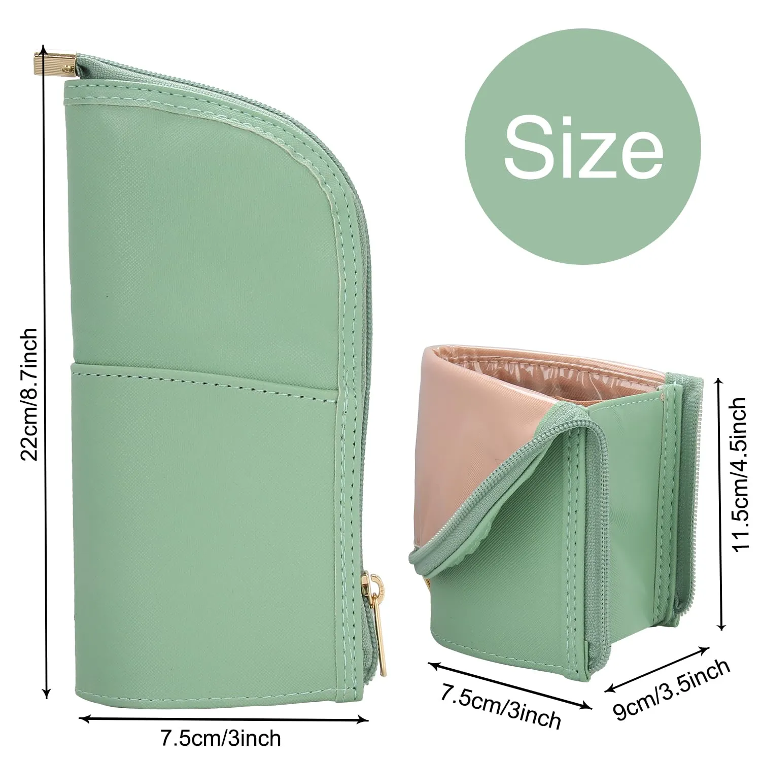 Makeup Brush Case Travel Makeup Brush Holder Portable Makeup Brush Bag Professional Cosmetic Bag Artist Storage Bag Essentials Stand-up Foldable Makeup Cup (Gray Green, Small)