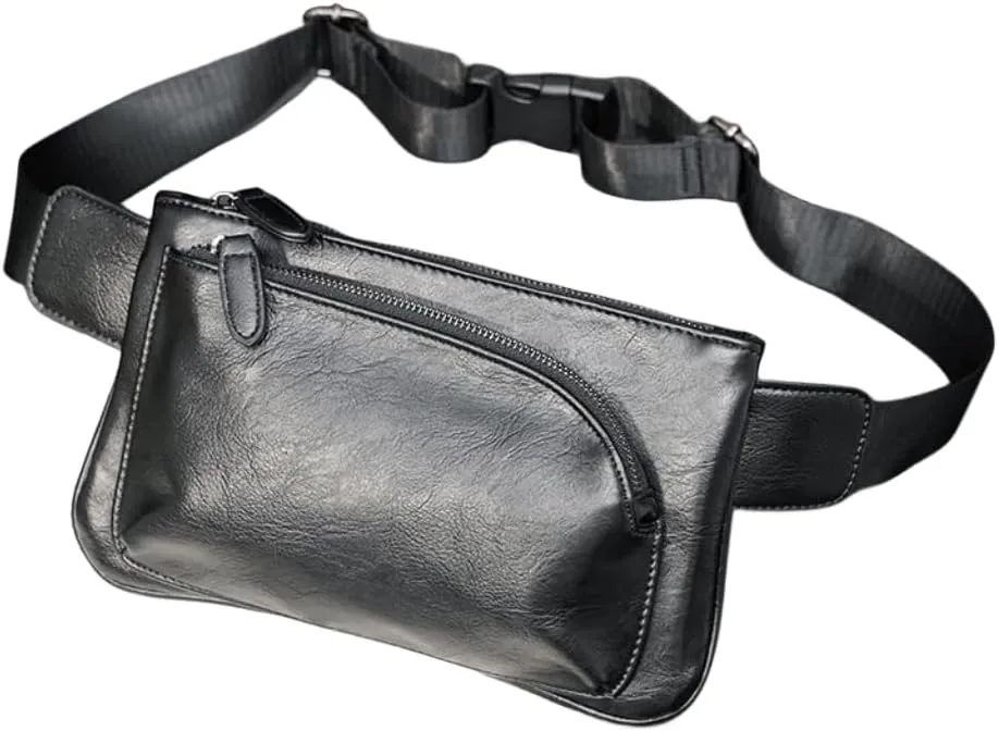 Men's Leather Sling Bag,Chest Shoulder Backpack, Water waterproof Crossbody Bag