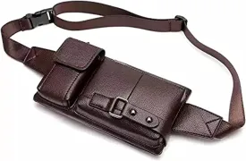 Men's Leather Sling Bag,Chest Shoulder Backpack, Water waterproof Crossbody Bag