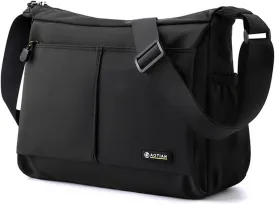 Men's Shoulder Bag Messenger Bag Nylon Waterproof Lightweight Casual Black Crossbody Bag for Work Travel Outdoor