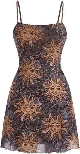 Milumia Women's Vintage 90s Mini Dress Lettuce Trim Mesh Short Dress