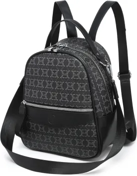 Mini Backpack Purse for Women Multi Pocket Small Backpacks Ladies Convertible Shoulder Handbags Designer Travel Backpack with Wide Strap, Black