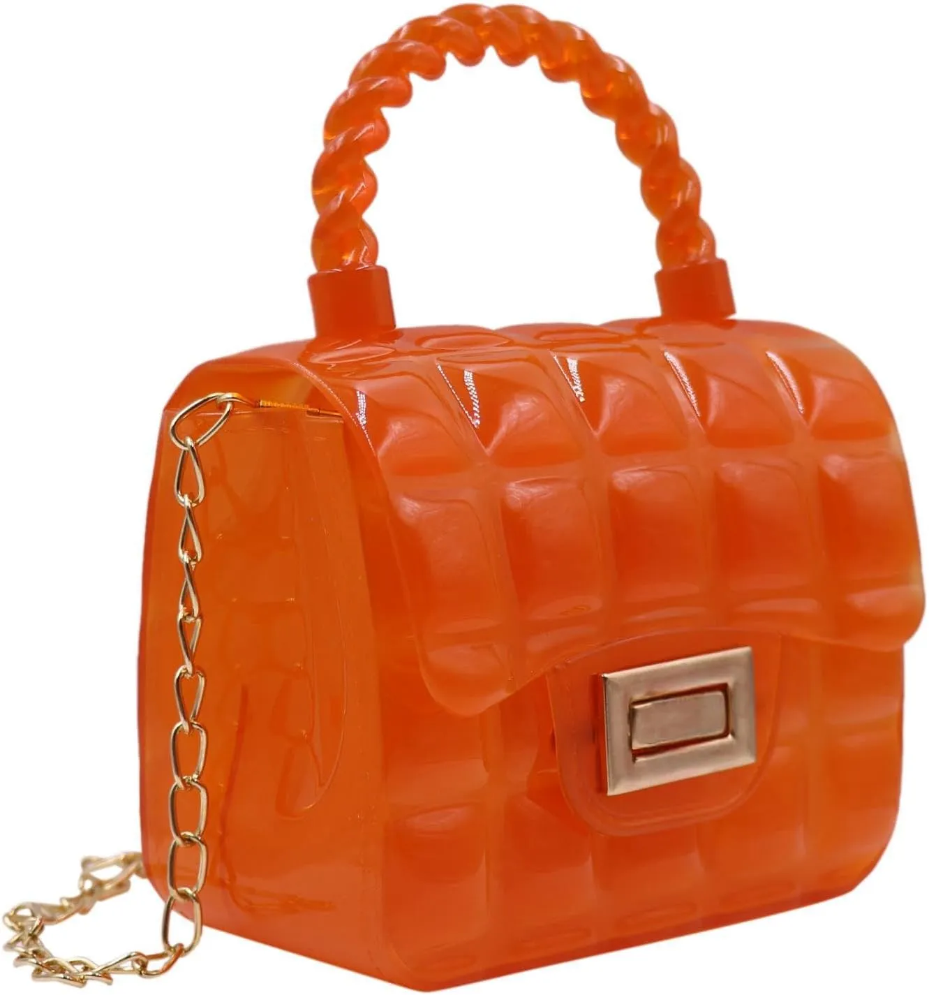 Mini Candy Color Jelly Crossbody Purse for Little Girls Women Transparent Cassette Handbag Shoulder Bag with Top Handle