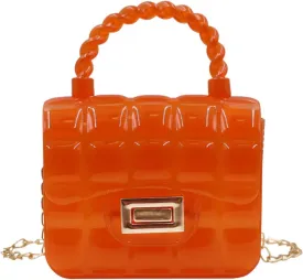 Mini Candy Color Jelly Crossbody Purse for Little Girls Women Transparent Cassette Handbag Shoulder Bag with Top Handle