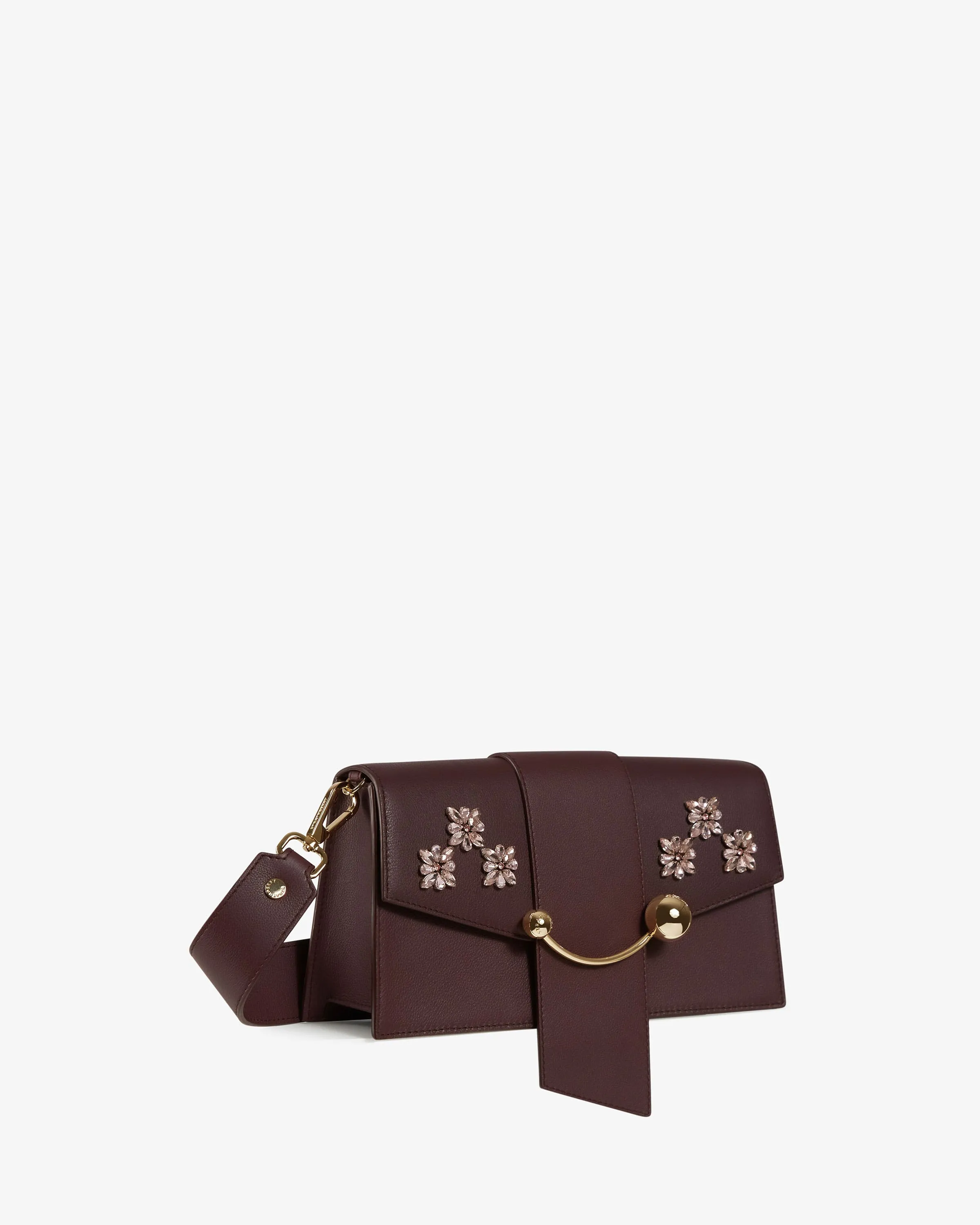 Mini Crescent - Floral Beading Embroidery Burgundy