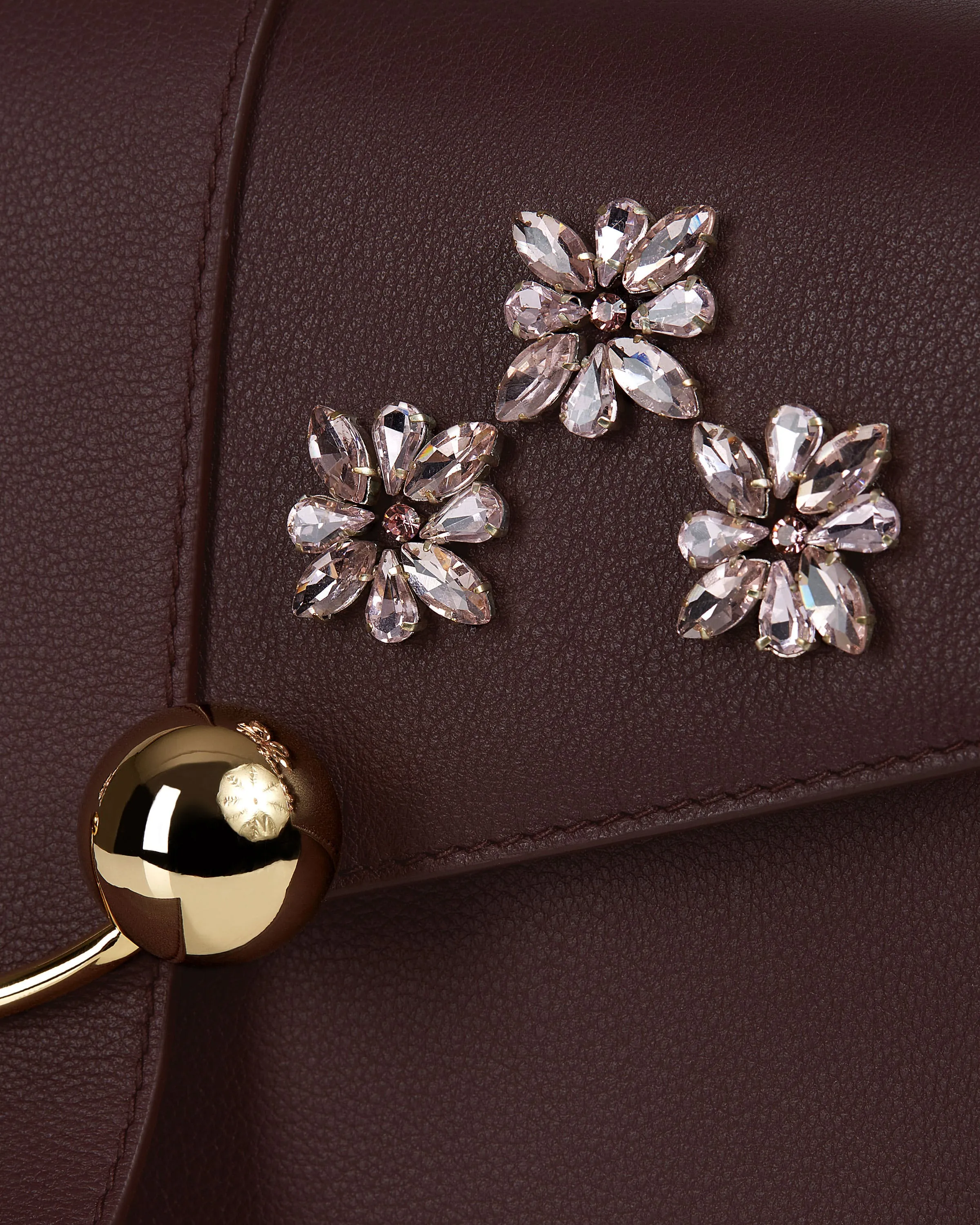 Mini Crescent - Floral Beading Embroidery Burgundy