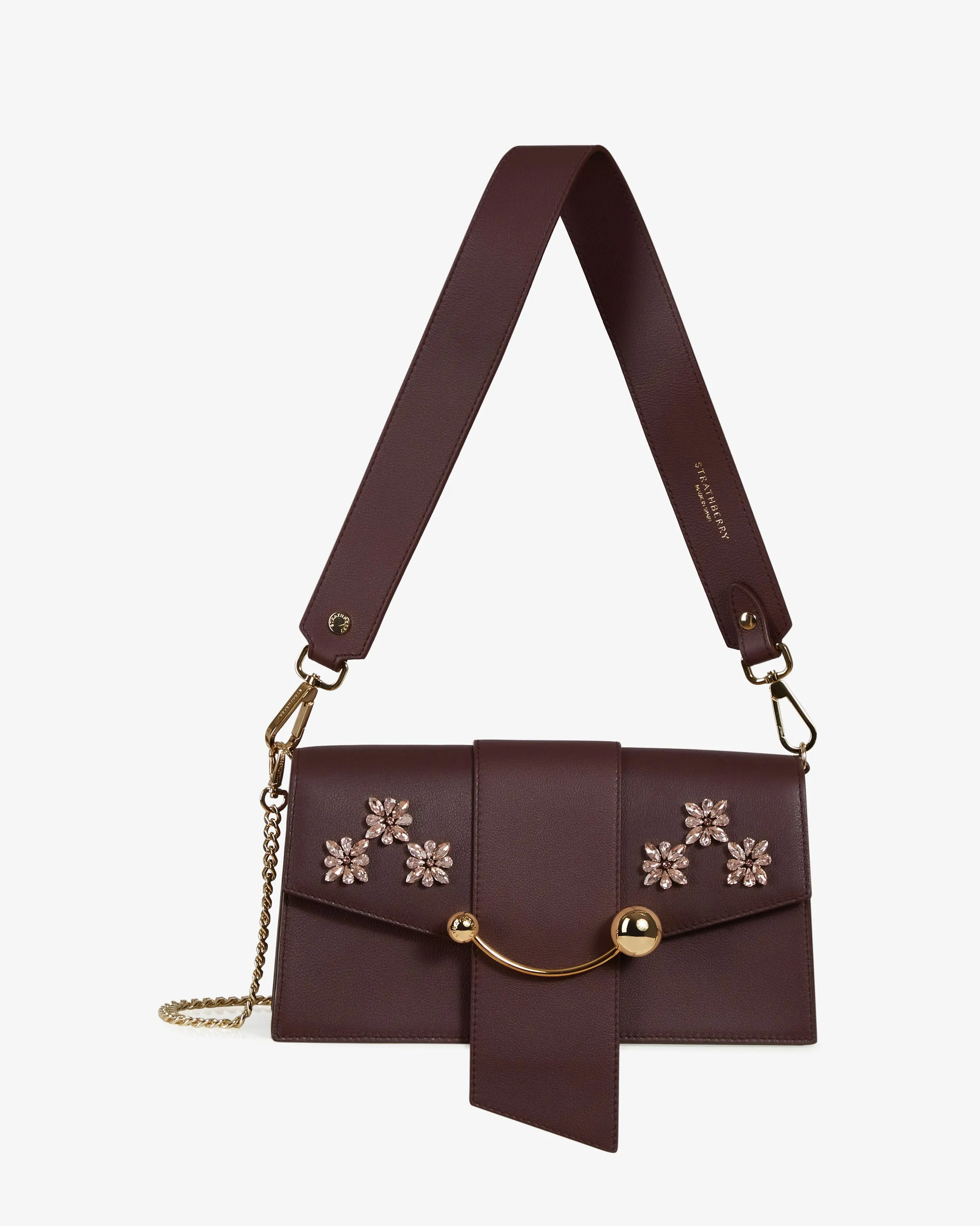 Mini Crescent - Floral Beading Embroidery Burgundy