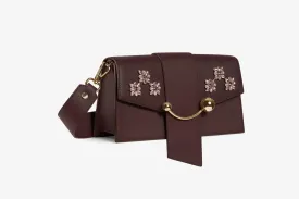 Mini Crescent - Floral Beading Embroidery Burgundy