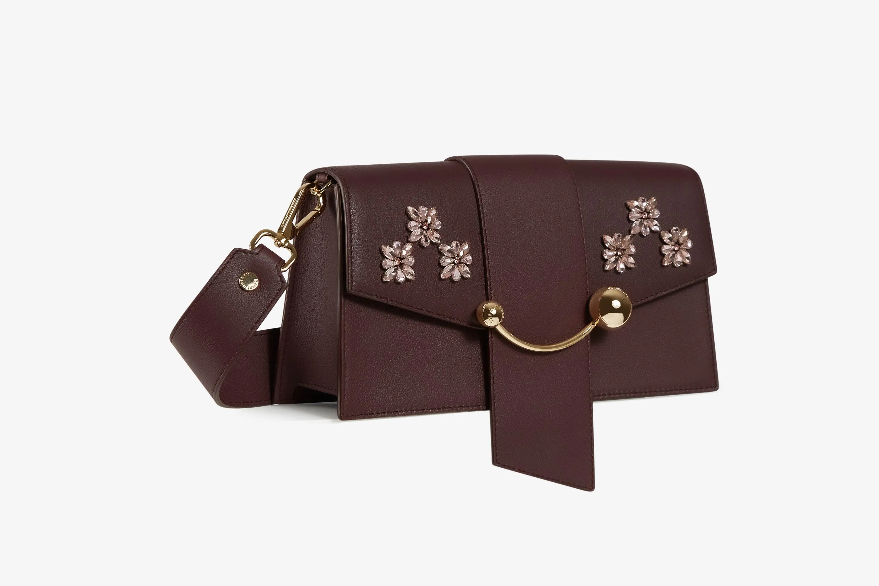 Mini Crescent - Floral Beading Embroidery Burgundy