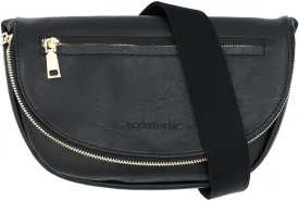 Modern Chic Crossbody Bags for Women - The Holly Foldover Crossbody Bag, Vegan Leather Belt Bag with Zipper Pockets - Black