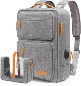 MOSISO Laptop Backpack for Men Women, 15.6-16 inch Laptop Bag, Carry On Daypack for Travel Work, 3 in 1 Flight Approved Computer Travel Backpack with USB Charging Port & Toiletry Bag, Gray