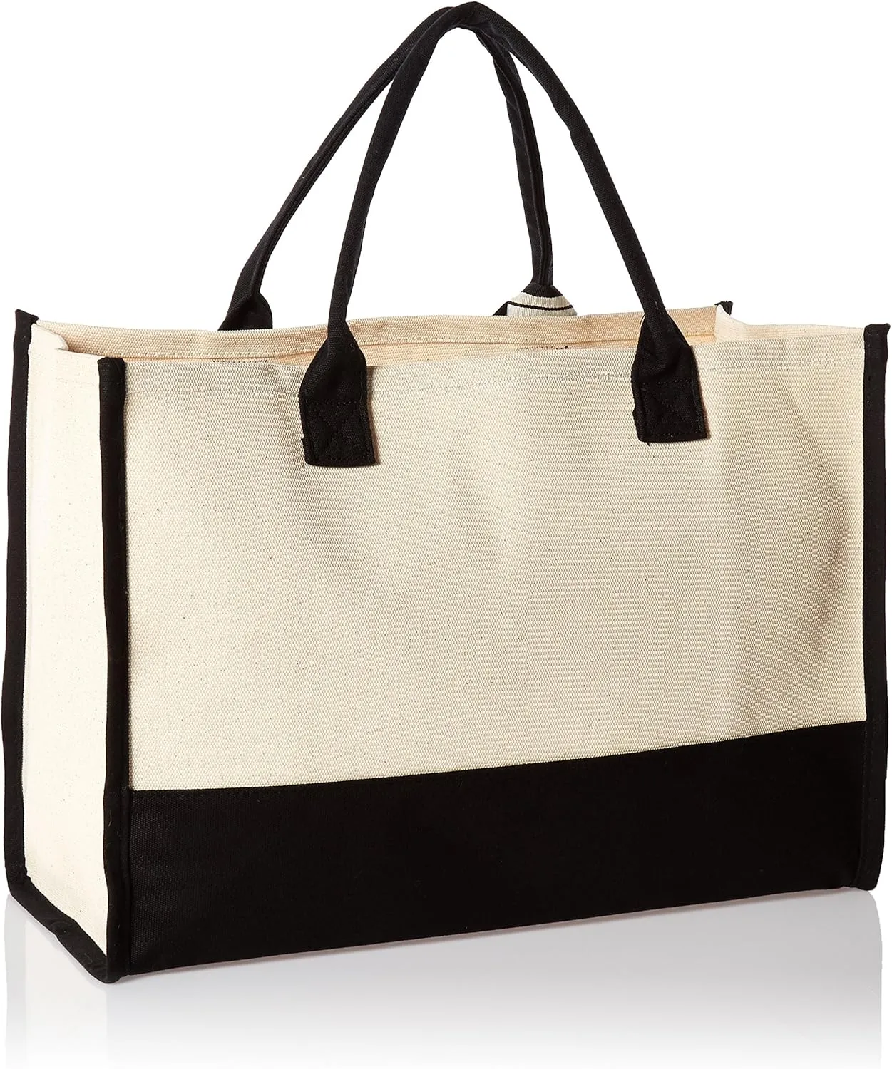 Mud Pie Classic Black and White Initial Canvas Tote Bags (D), 100% Cotton, 17" x 19" x 2"