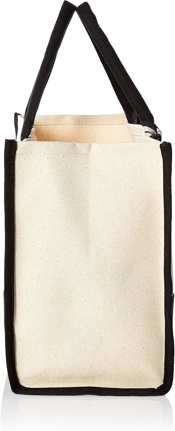 Mud Pie Classic Black and White Initial Canvas Tote Bags (D), 100% Cotton, 17" x 19" x 2"