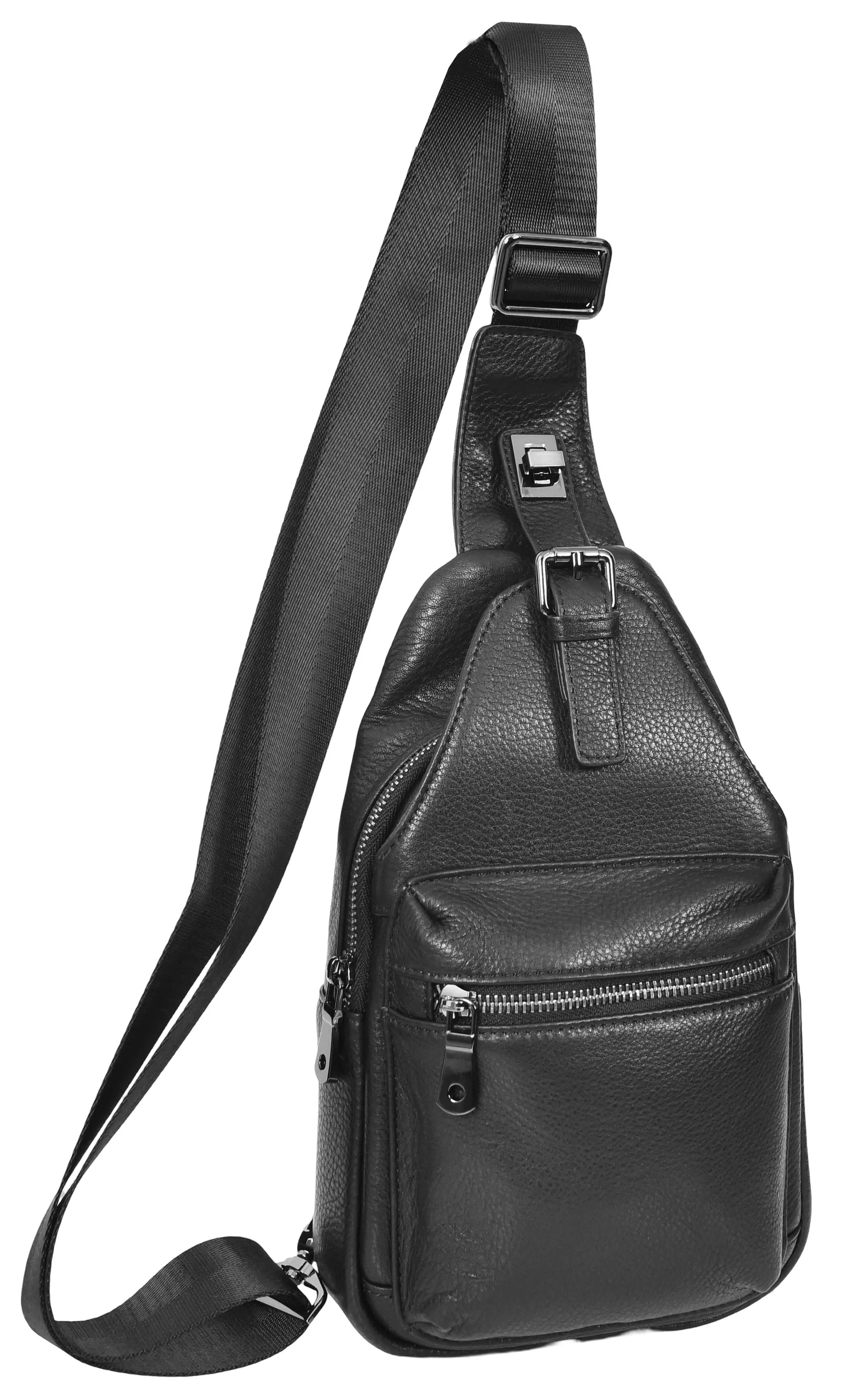 Nomadpack Genuine Leather Cross-Body Travel Chest Bag Black