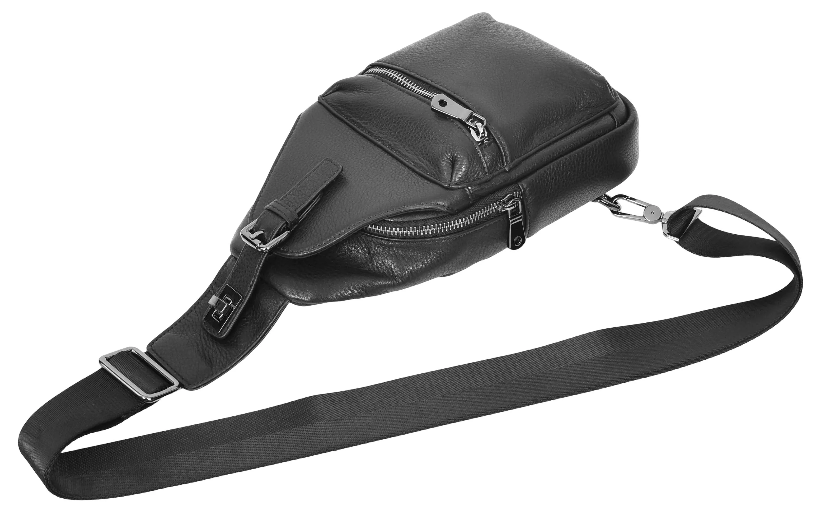 Nomadpack Genuine Leather Cross-Body Travel Chest Bag Black
