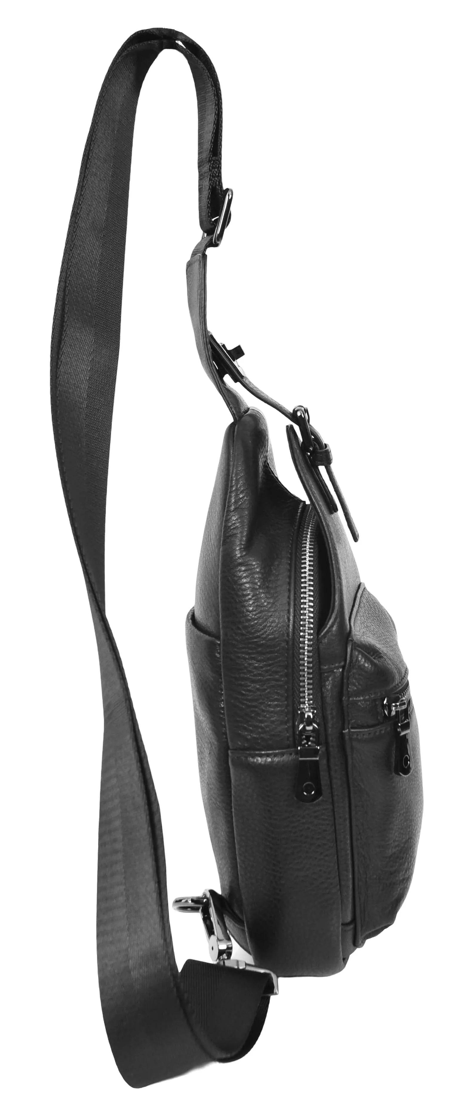 Nomadpack Genuine Leather Cross-Body Travel Chest Bag Black