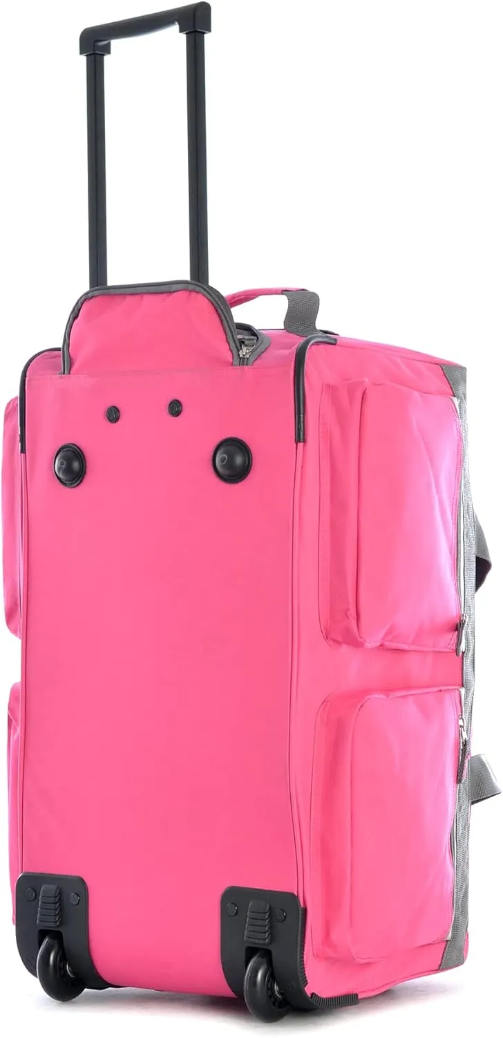 Olympia U.S.A. 22 inch Carry On 8 Pockets Wheeled Rolling Duffel Bag Water Resistant Luggage Lightweight Travel Suitcase with Retractable Handle