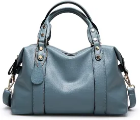 PORRASSO Elegant Handbag - Ladies Shoulder Crossbody Top-Handle Work Travel Dating Bag - Waterproof PU Leather Blue