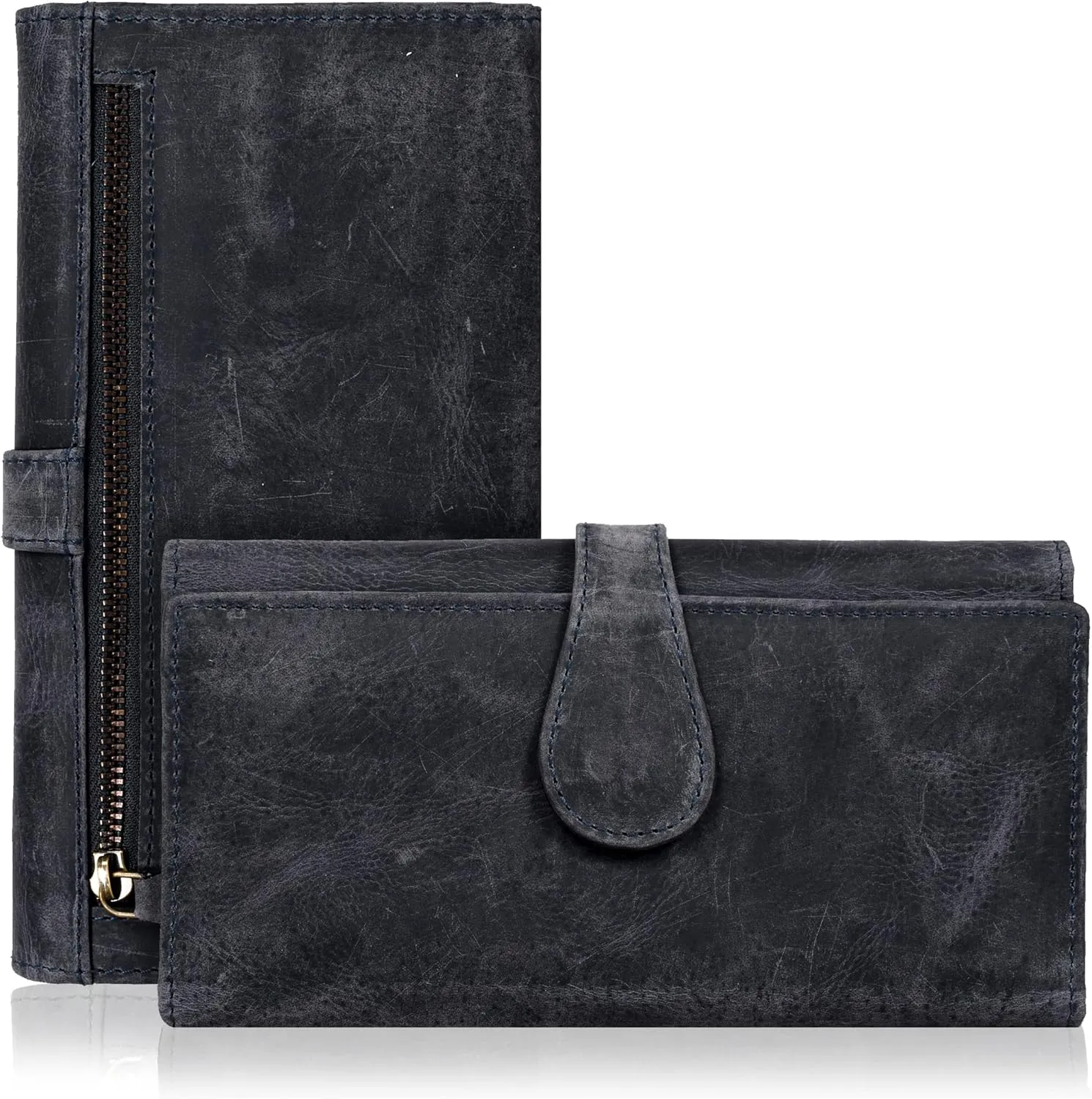 Real Leather Women Wallet Leather with RFID Blocking -Trifold Card Holder Designer Ladies Clutch with ID Window Wallets