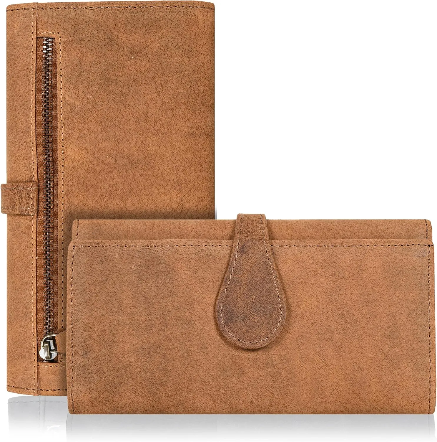 Real Leather Women Wallet Leather with RFID Blocking -Trifold Card Holder Designer Ladies Clutch with ID Window Wallets