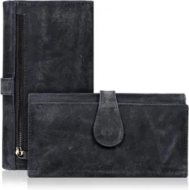 Real Leather Women Wallet Leather with RFID Blocking -Trifold Card Holder Designer Ladies Clutch with ID Window Wallets